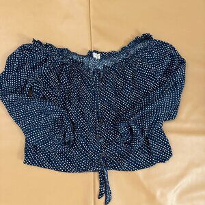 Mason & Belle Polka Dot off the shoulder crop top size M